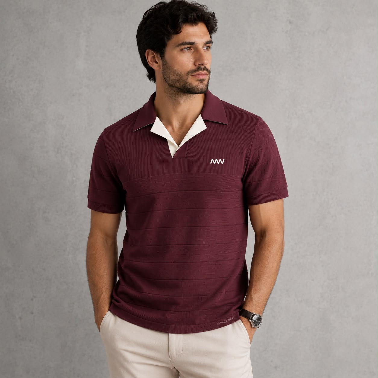 Maroon Drop Needle Polo