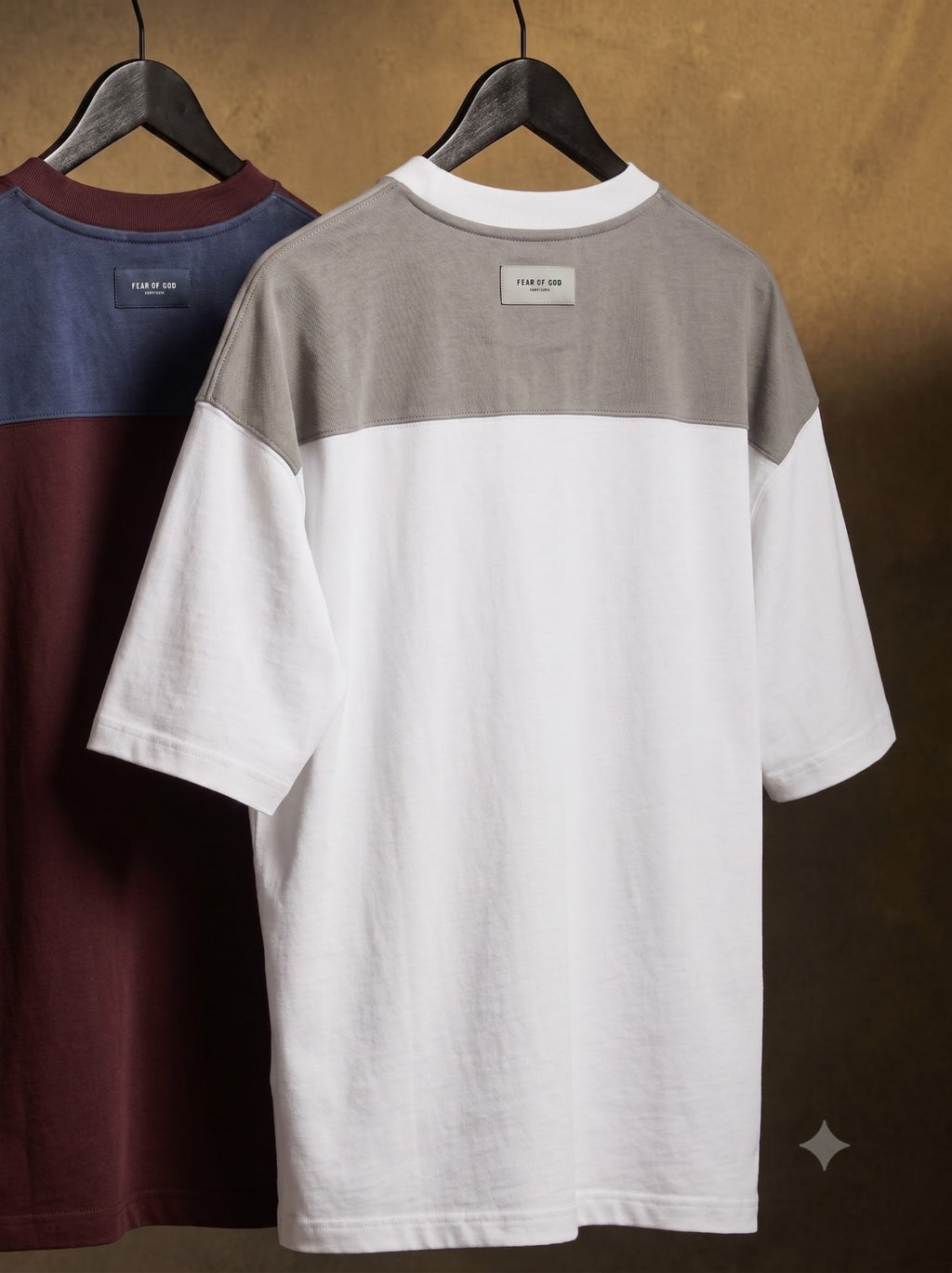Drop Shoulder Panel T-Shirt — Cream/Grey