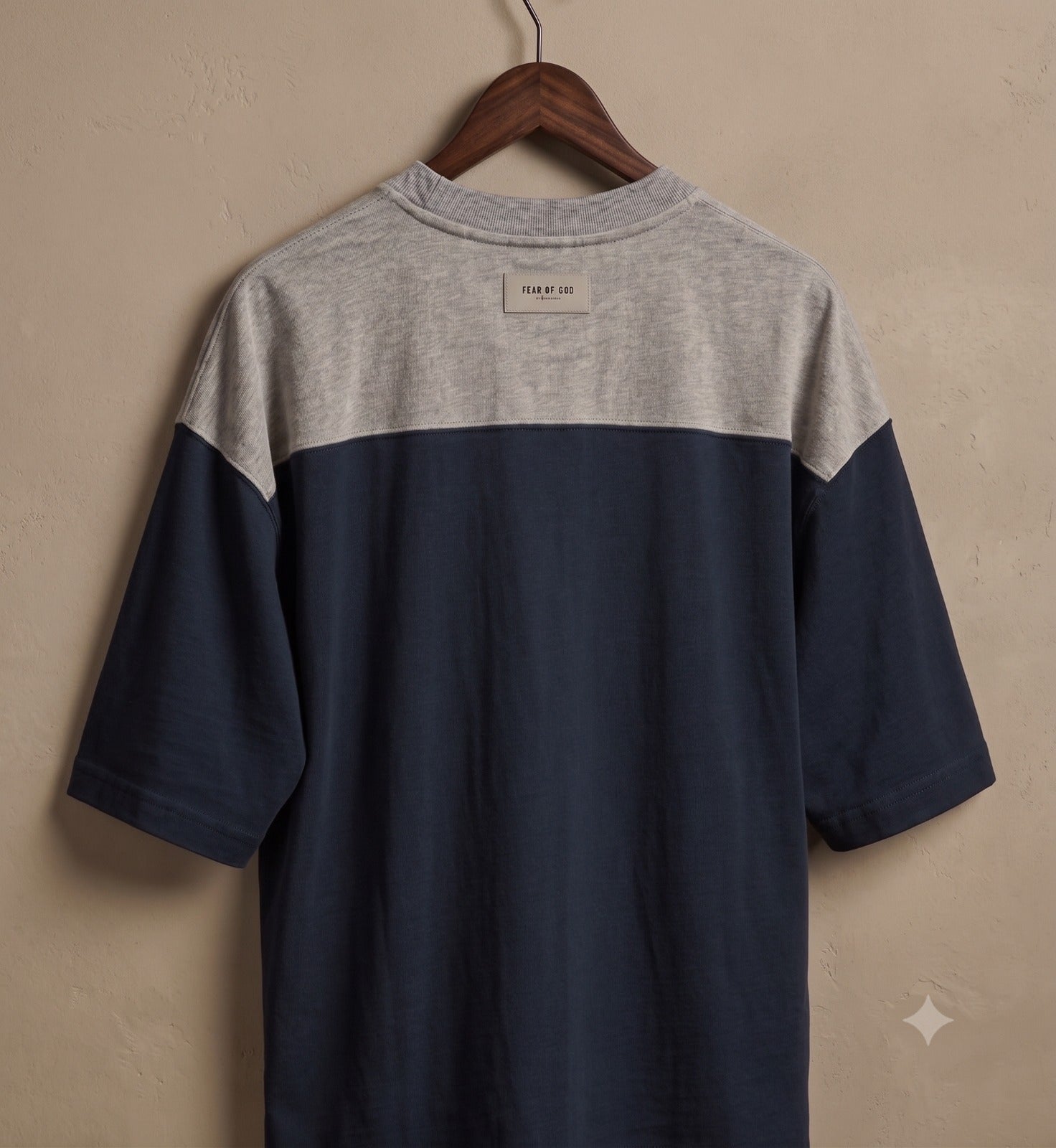 Drop Shoulder Panel T-Shirt — Navy/Grey