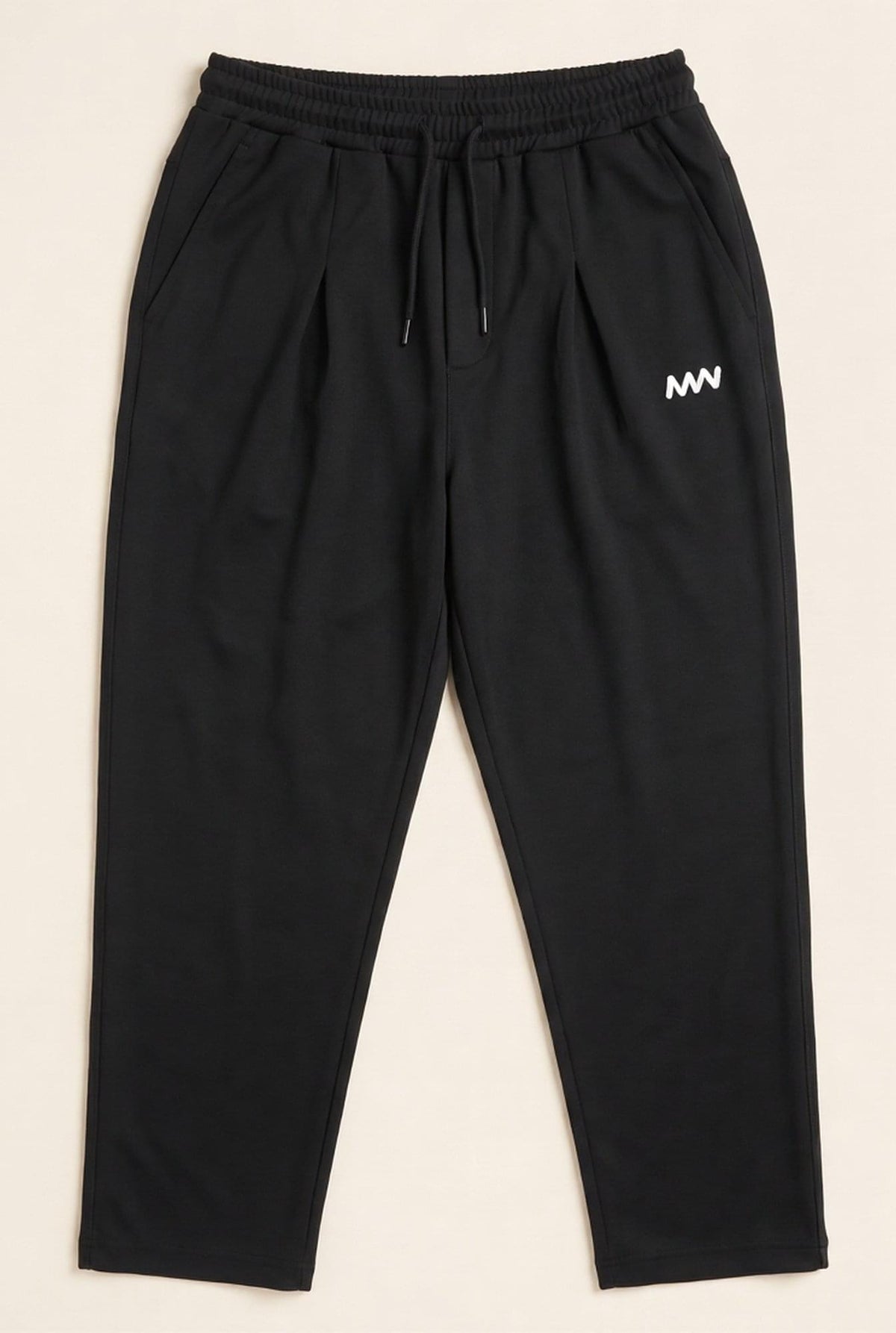 Man wearing MENWEY black urban fit jogger trousers