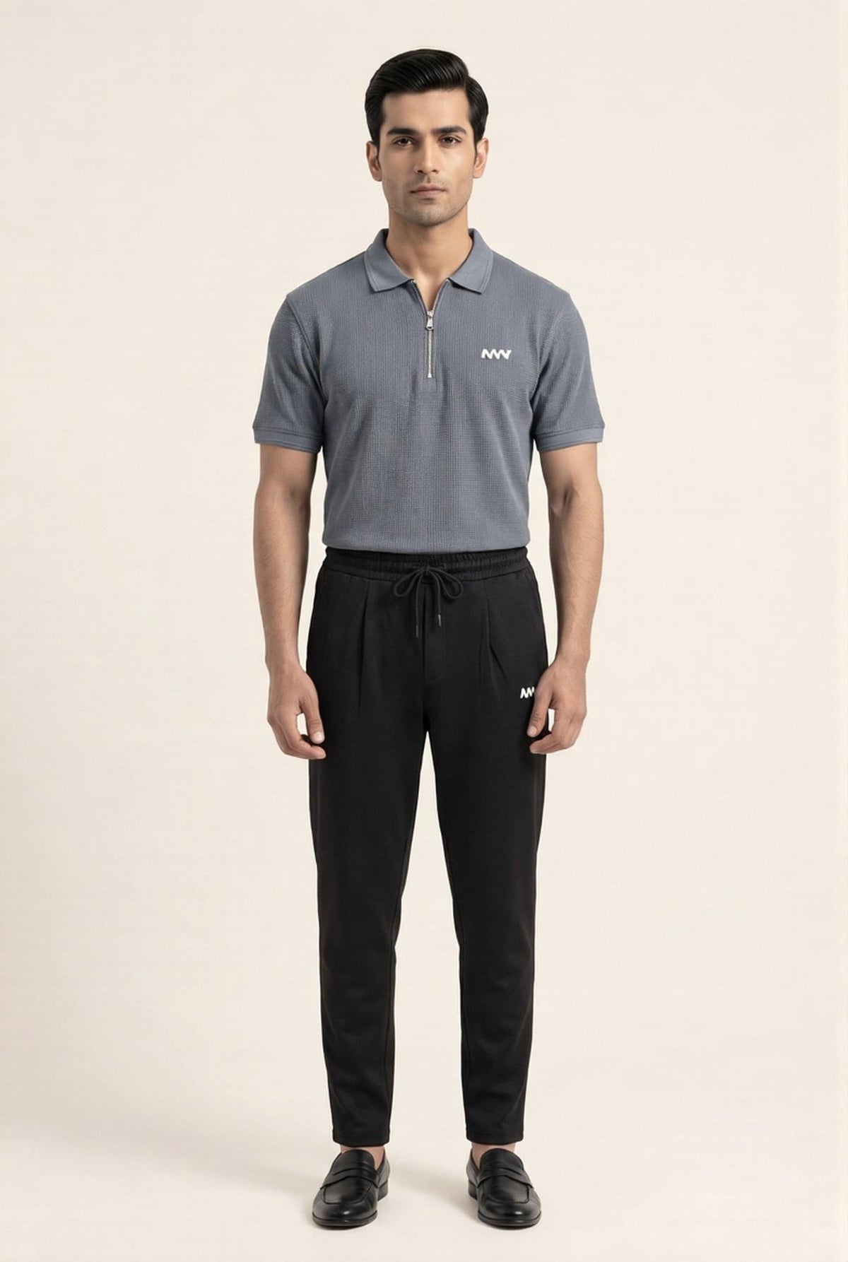 MENWEY Urban Fit Jogger Trousers – Black – full front view