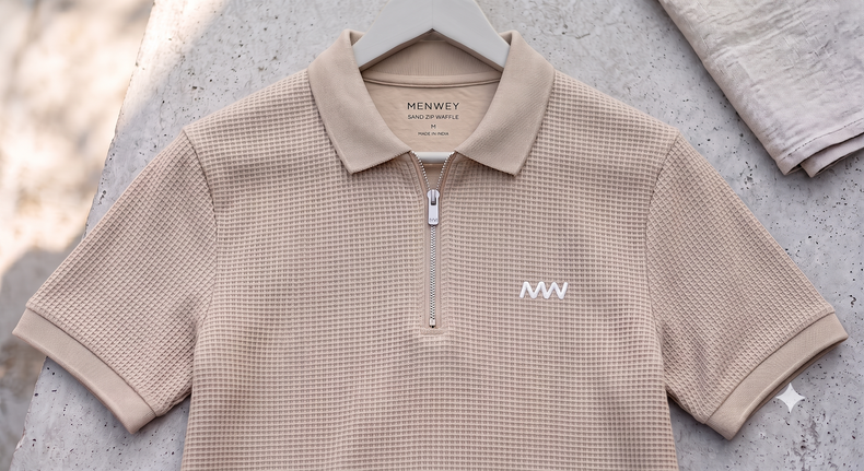 Sand Cotton Thermal Zip Polo