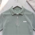 Sage Green Cotton Thermal Zip Polo
