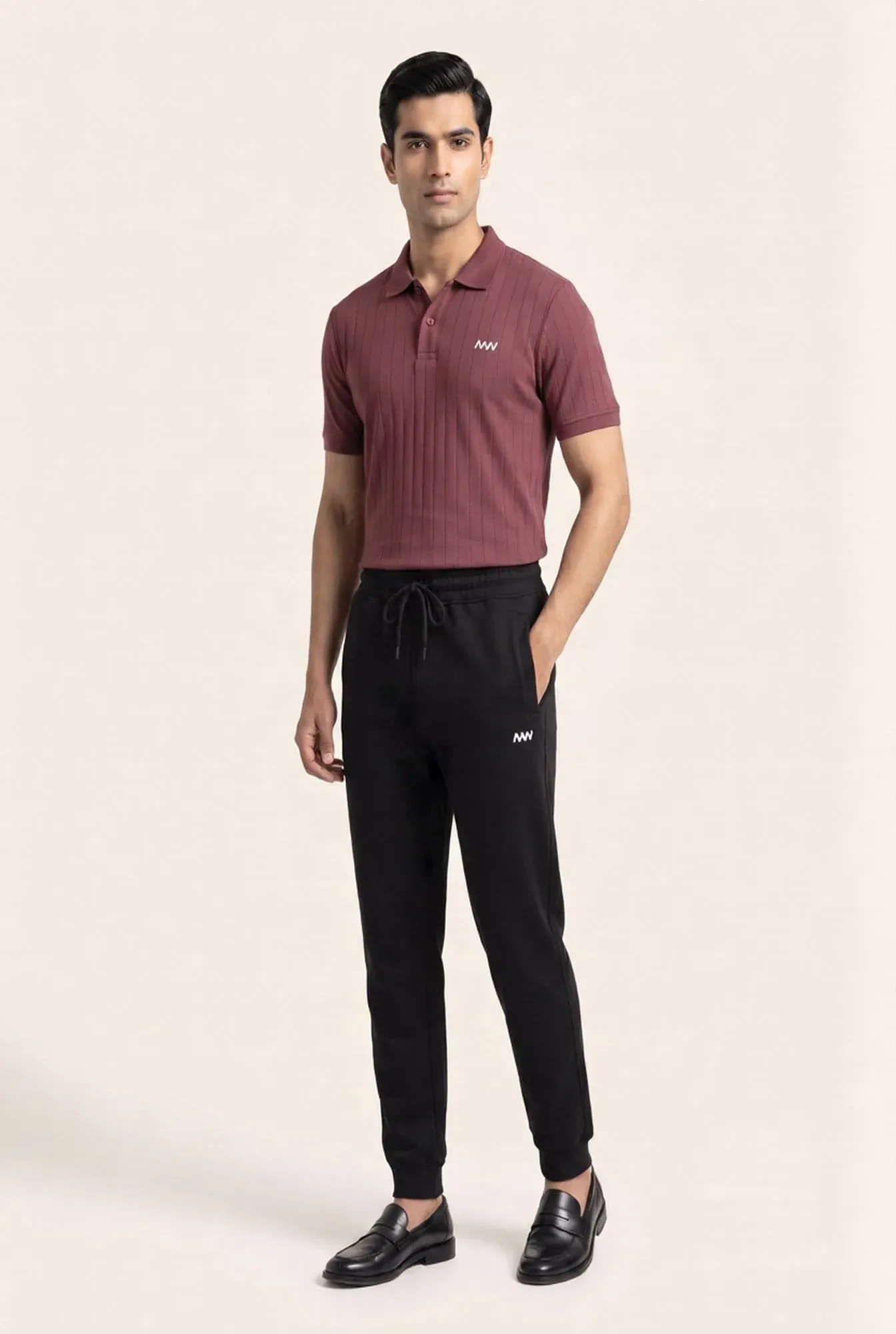 Maroon Drop Needle Button Polo Shirt